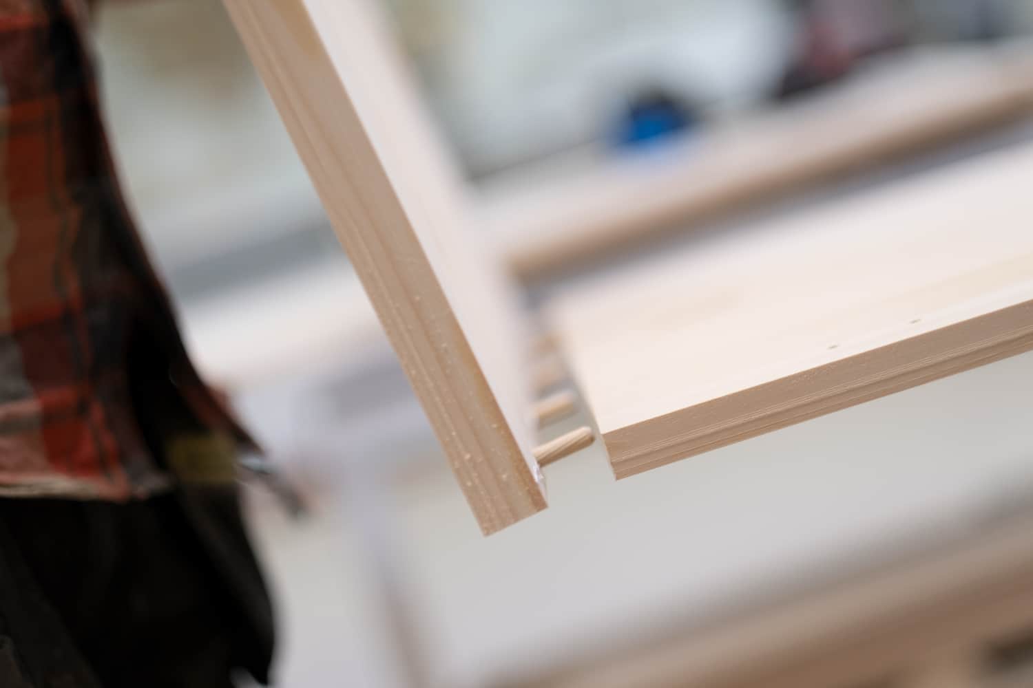 Detaljbild på träarbete